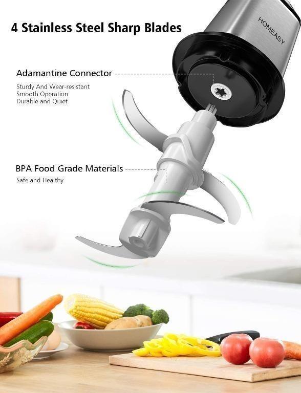 Homeasy Meat Grinder, Food Processor 2L Stainless Steel Food Chopper