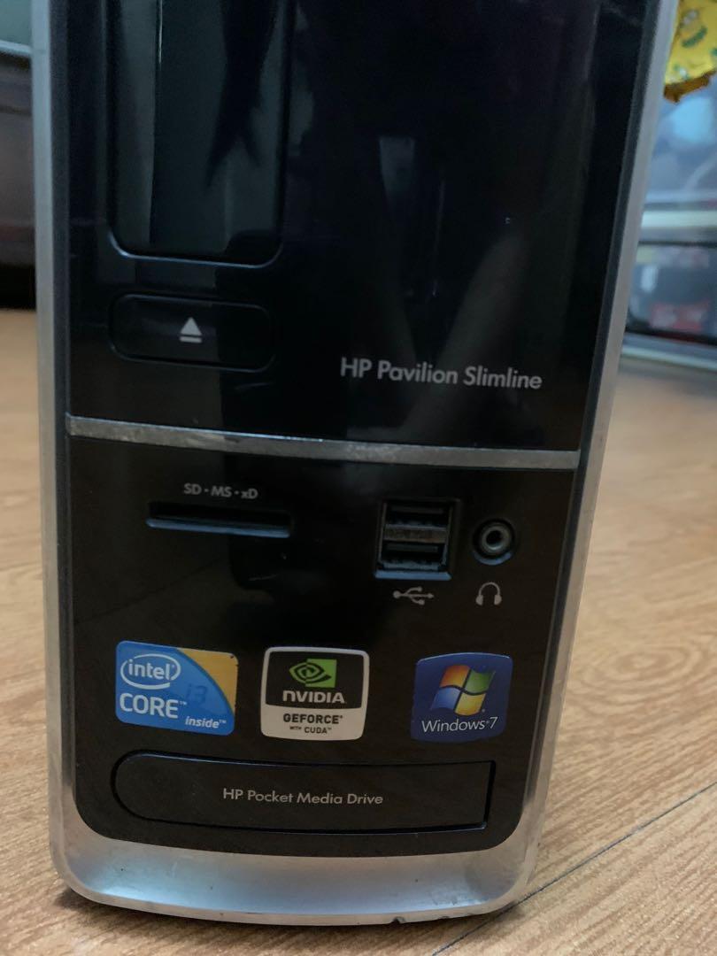 HP Pavillion Slimline S5000 Series CPU System Unit (working) (Category: Desktops) located in Manila. Submitted by offtherack_mnl (Listing ID 1153023055, Image 3). Description: issue: outdated, no hard drive FREE MONITOR!!! 230V intel core i3 nvidia geforce windows 7 home basic regulatory model: s5000 input: 50/60Hz 100-127V 200-240V serial no. 4CE1100FVP product no. BZ445AA#A2K model name: RT3092 complies with IDA Standards ICASA Approved Tested 