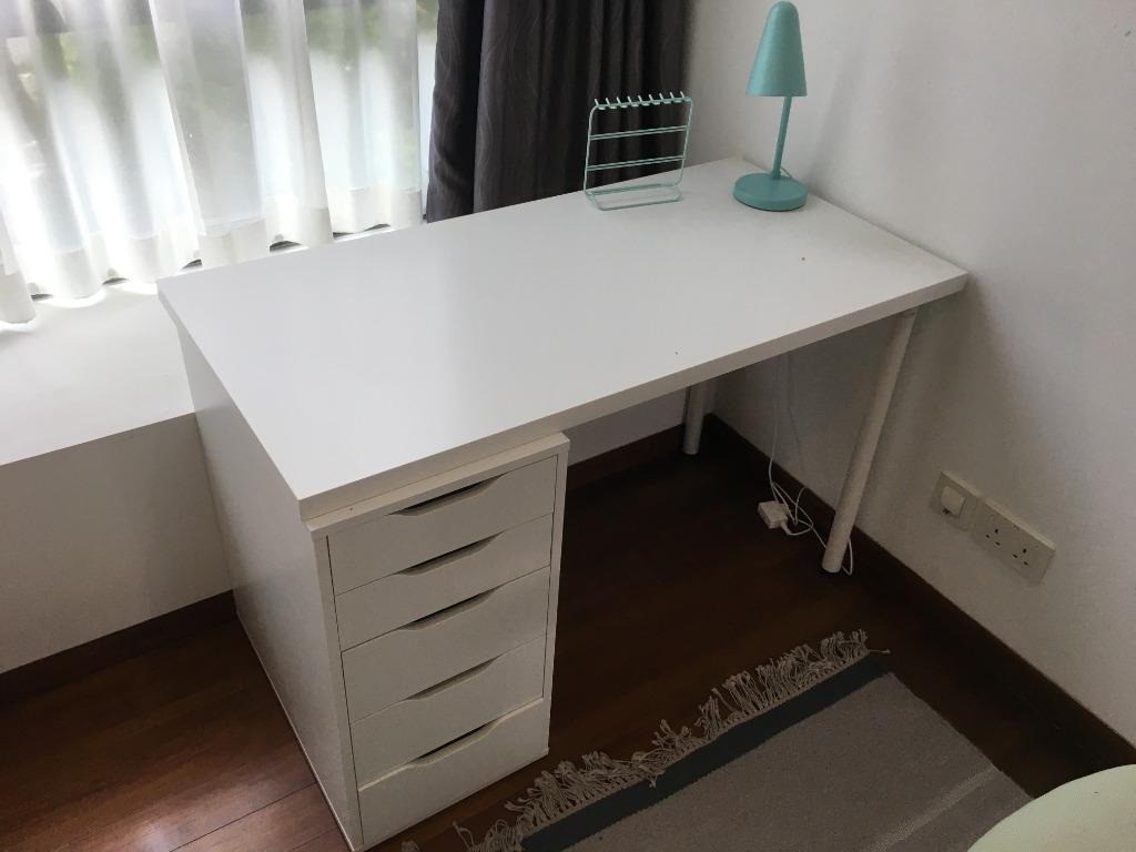 IKEA Desk combo ALEX Drawer Unit and LINNMON table plate, Furniture