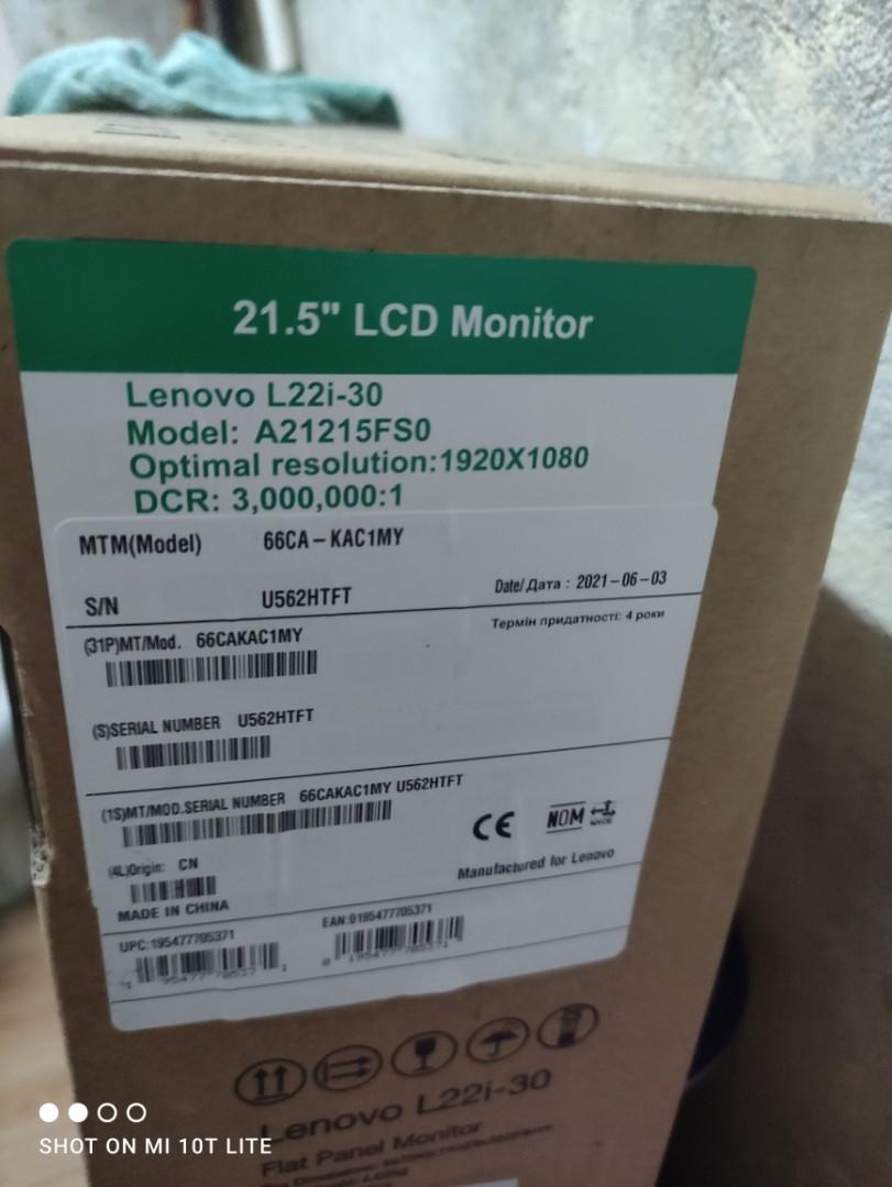 Lenovo L22i-30 (A21215FL0) 21.5 吋顯示器- HDMI, 電腦＆科技, 電腦