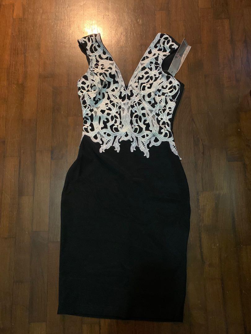 Lipsy crochet black pencil dress Women s Fashion Dresses Sets Dresses on Carousell