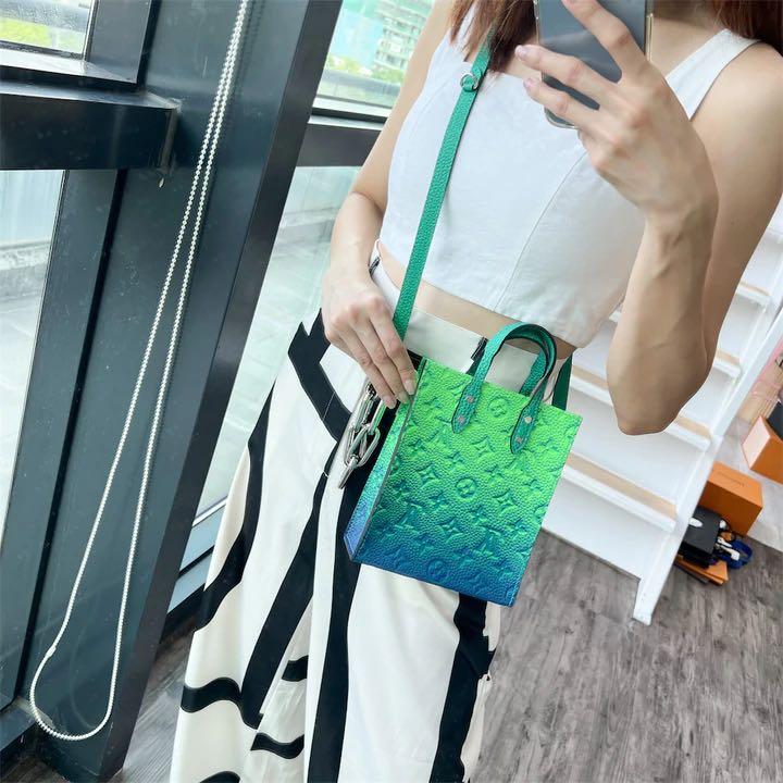 ✖️SOLD✖️ LV Petit Sac Plat XS in Blue/Green Taurillon Illusion Leather and  SHW