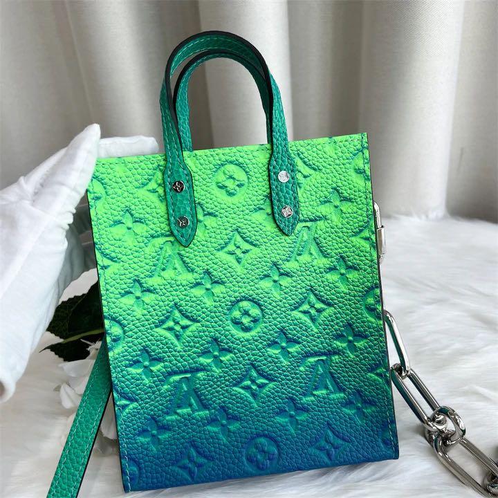 Louis Vuitton Green, Pattern Print Taurillon Xs Monogram Illusion Sac Plat