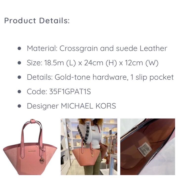 MK Portia Small Tote in Sunset Rose, Luxury, Bags & Wallets on Carousell