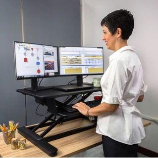 NEW Adjustable SIT/STAND Dual Monitor DESKTOP Workstation, Collapsible Manual RISER Converter