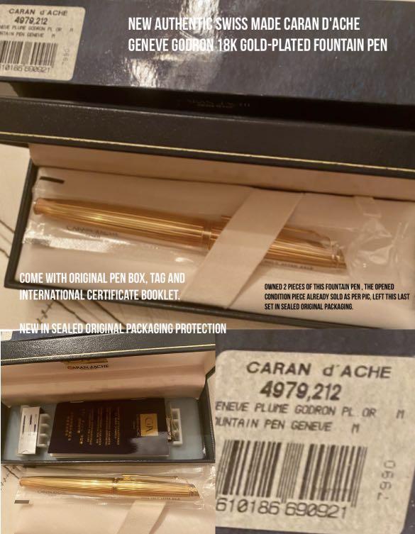 Caran dAche Caran d'Ache Genève Ballpoint Pen Gold Swiss Made Brand New Sealed Pack Genuine 