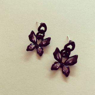 New Trend Vintage Style Black Butterfly Fashion Earrings With Purple Crystal