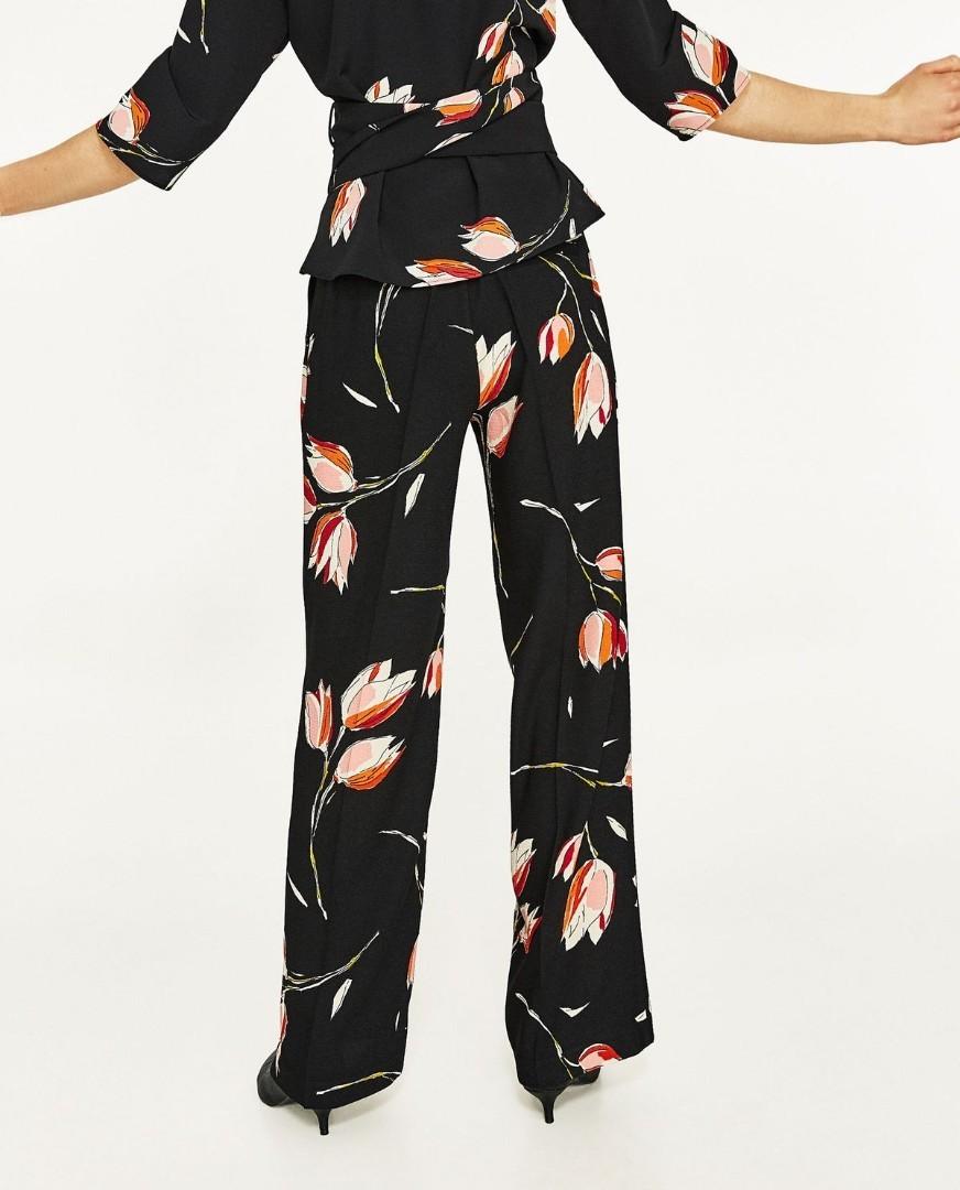 New with tag Zara Floral Pants, Fesyen 