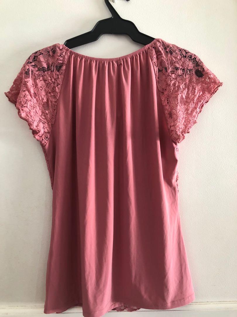 Pink Lace Blouse (Category: Blouses) located in Taguig. Submitted by declutteringthings0908 (Listing ID 1152981586, Image 2). Description: RFS: decluttering MOP: BPI, BDO, GCash.