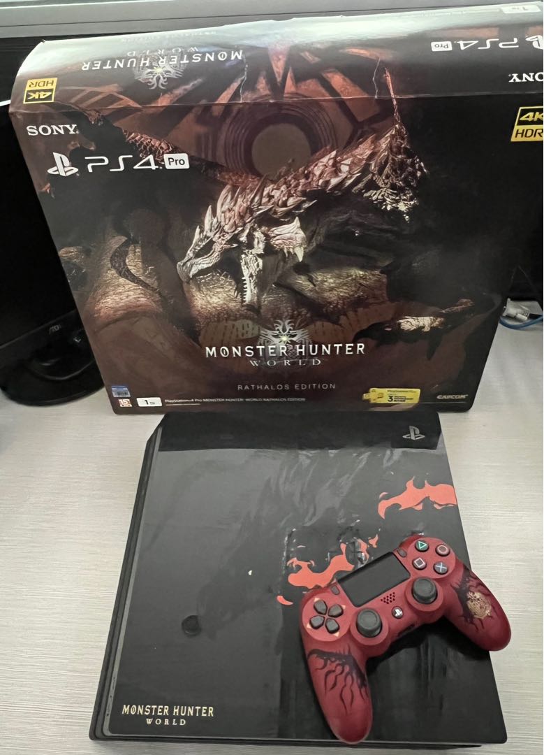 超格安一点テレビゲームPS4 Pro 1TB Monster Hunter Limited Edition 紅龍Mon Hunt 限定版9.0