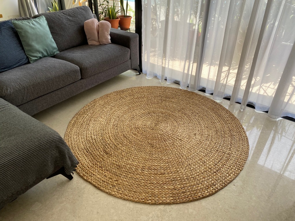 Rattan Round Rug 180cm, Furniture & Home Living, Home Decor, Carpets
