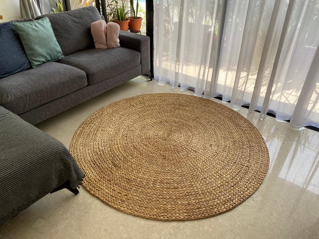Rattan Round Rug 180cm, Furniture & Home Living, Home Decor, Carpets