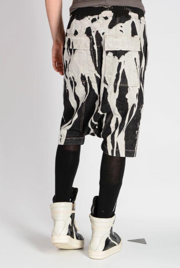 RICK OWENS BLEACH VOMIT DENIM PODS SHORTS, 男裝, 褲＆半截裙, 短褲
