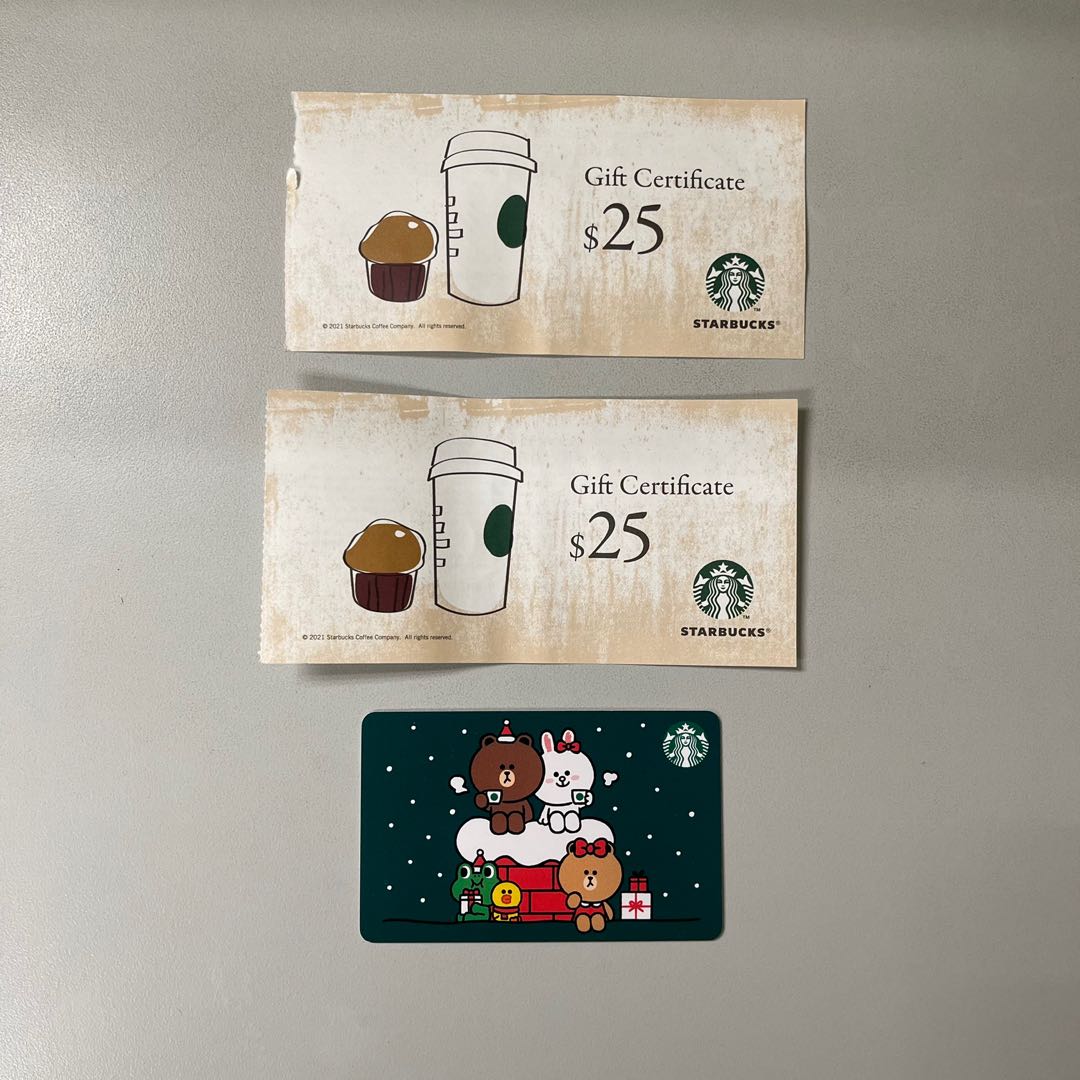Starbucks Coupons & Line Friends Starbucks Card, 門票＆禮券, 兌換券 Carousell