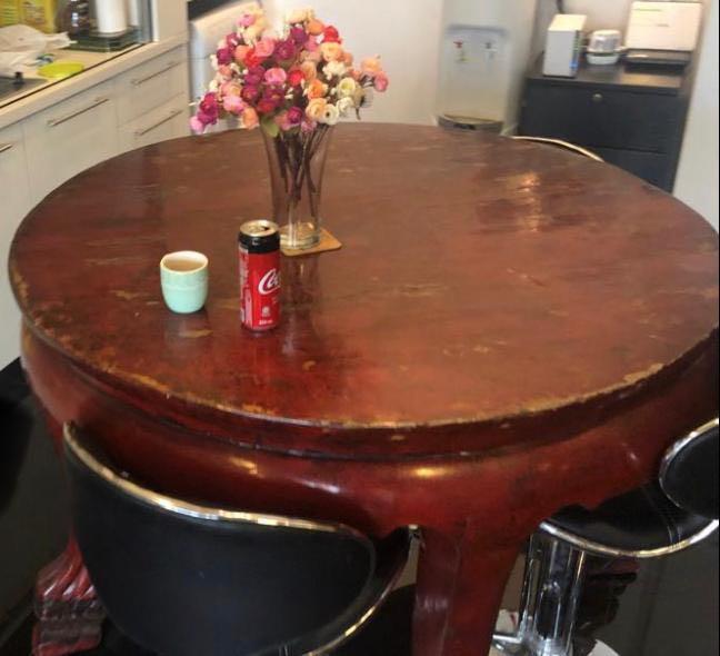 Table (Category: Other Home Furniture) located in Singapore. Submitted by townhouse (Listing ID 1152984767, Image 1). Description: Beautiful ornate Antique, lacquered Chinese red table with amazing carvings. Bought for . $3,000 Remnants of our corporate office. .
