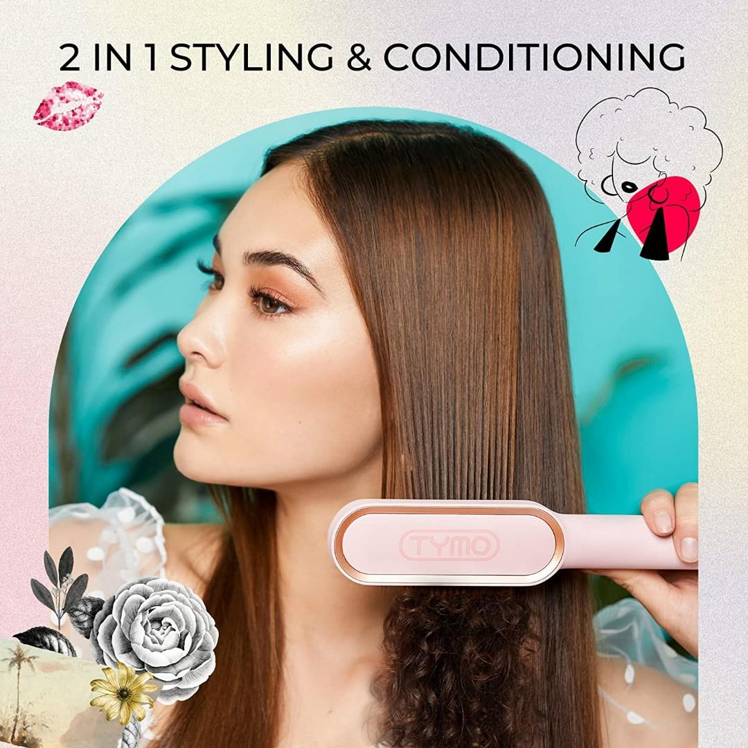 TYMO Ring Pink Hair Straightener Brush Hair Straightening Iron