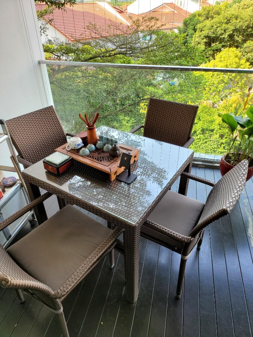 Used outdoor table 4 chairs Furniture Home Living Furniture Other Home Furniture on Carousell