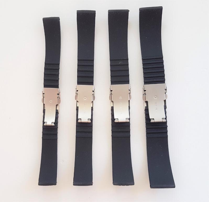Customizable Black Rubber Tire Effect Watches Band MK8293_K0009453