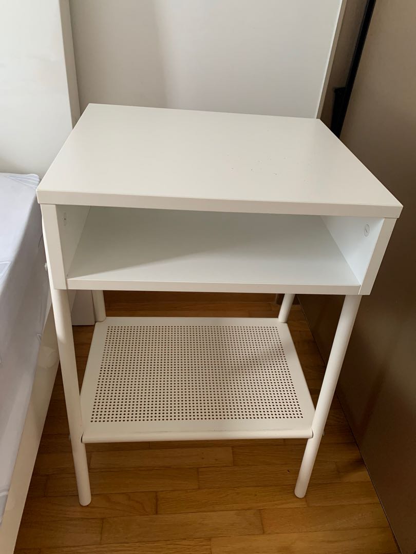 White Bedside Table stand and rack, Furniture & Home Living, Furniture