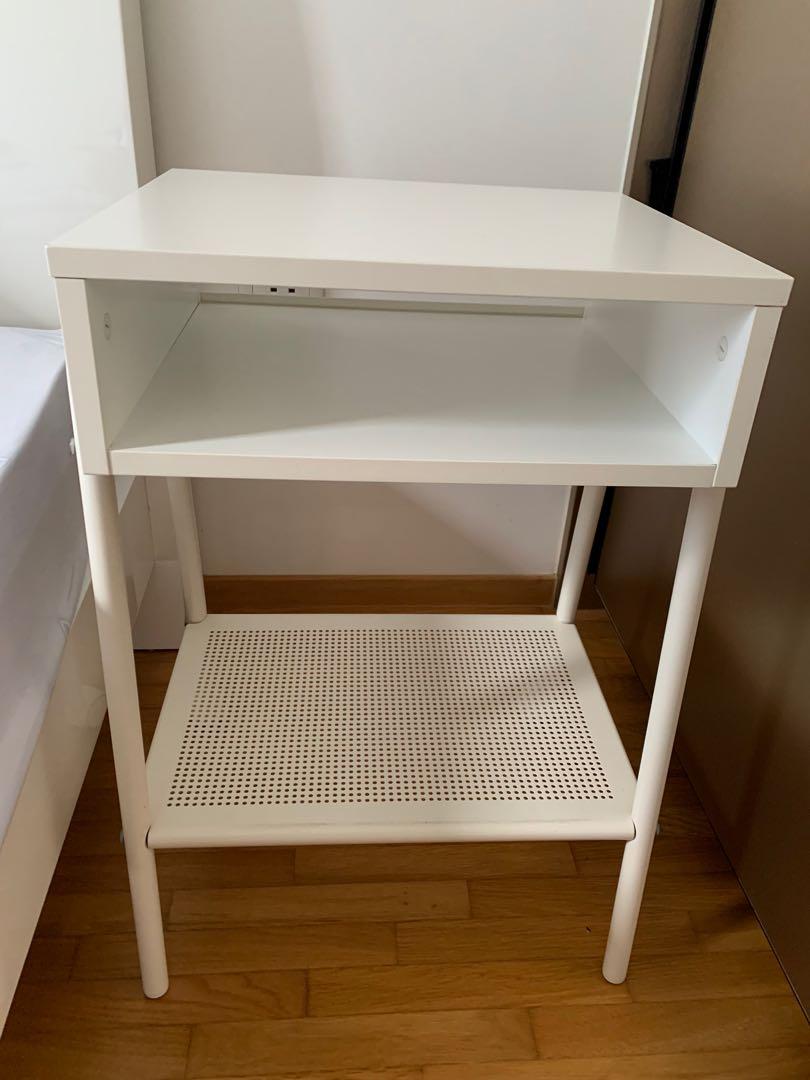 White Bedside Table stand and rack, Furniture & Home Living, Furniture