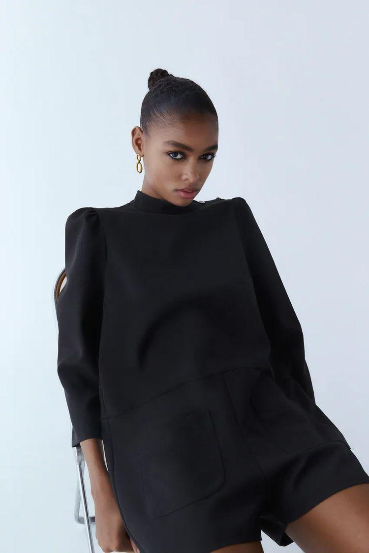 ZARA BLACK SHORT JUMPSUIT, Fesyen 