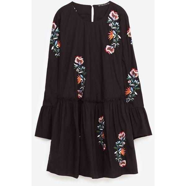 Zara Embroidered Dress, Fesyen Wanita 