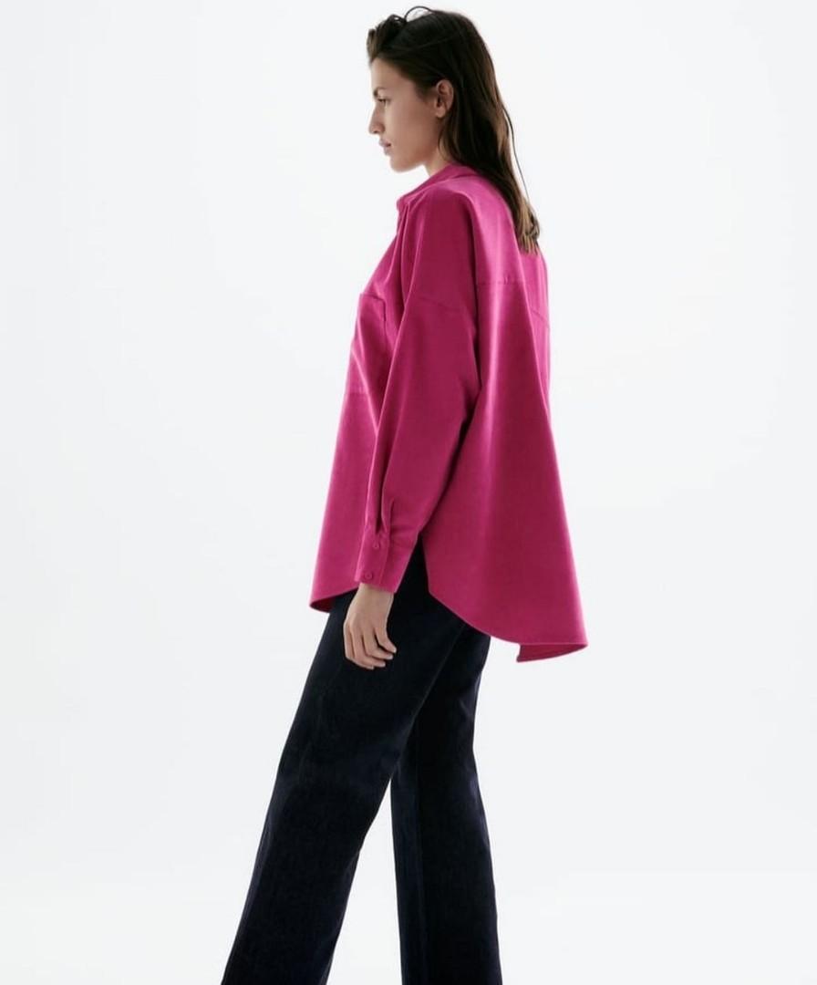 Zara fushia FINE-WALED CORDUROY SHIRT 