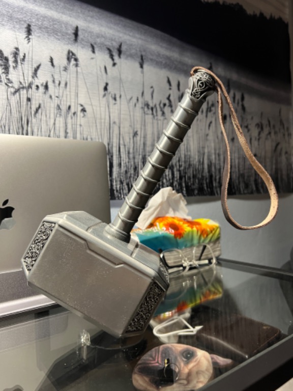 Thor Mjolnir Hammer Collectable 1:1 Replica Cosplay Costume Prop Toy  (Standing Base Included)