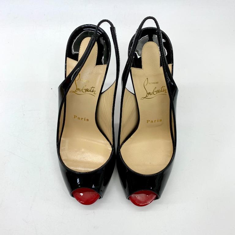 CHRISTIAN LOUBOUTIN BLACK PATENT PRIVATE NUMBER PUMPS 227006285