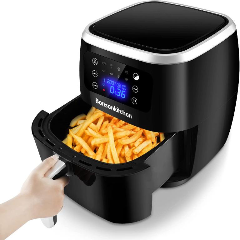 Clearance Sale Bonsenkitchen Air Fryer 6L Air Fryer Oven with 8 Pre Set Functions One Touch Digital Screen Shake Remind Nonstick Basket 1700W