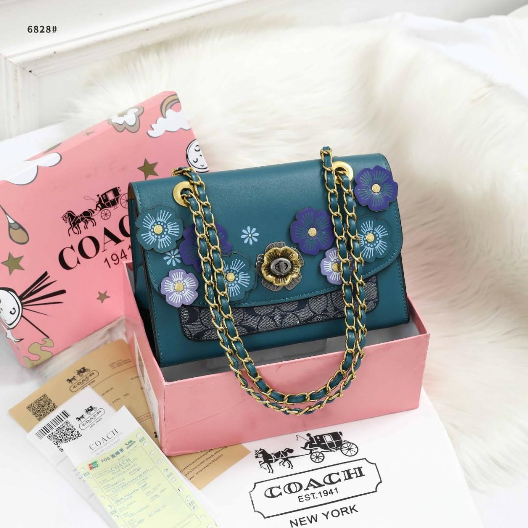 Coach tea rose outlet applique parker shoulder bag
