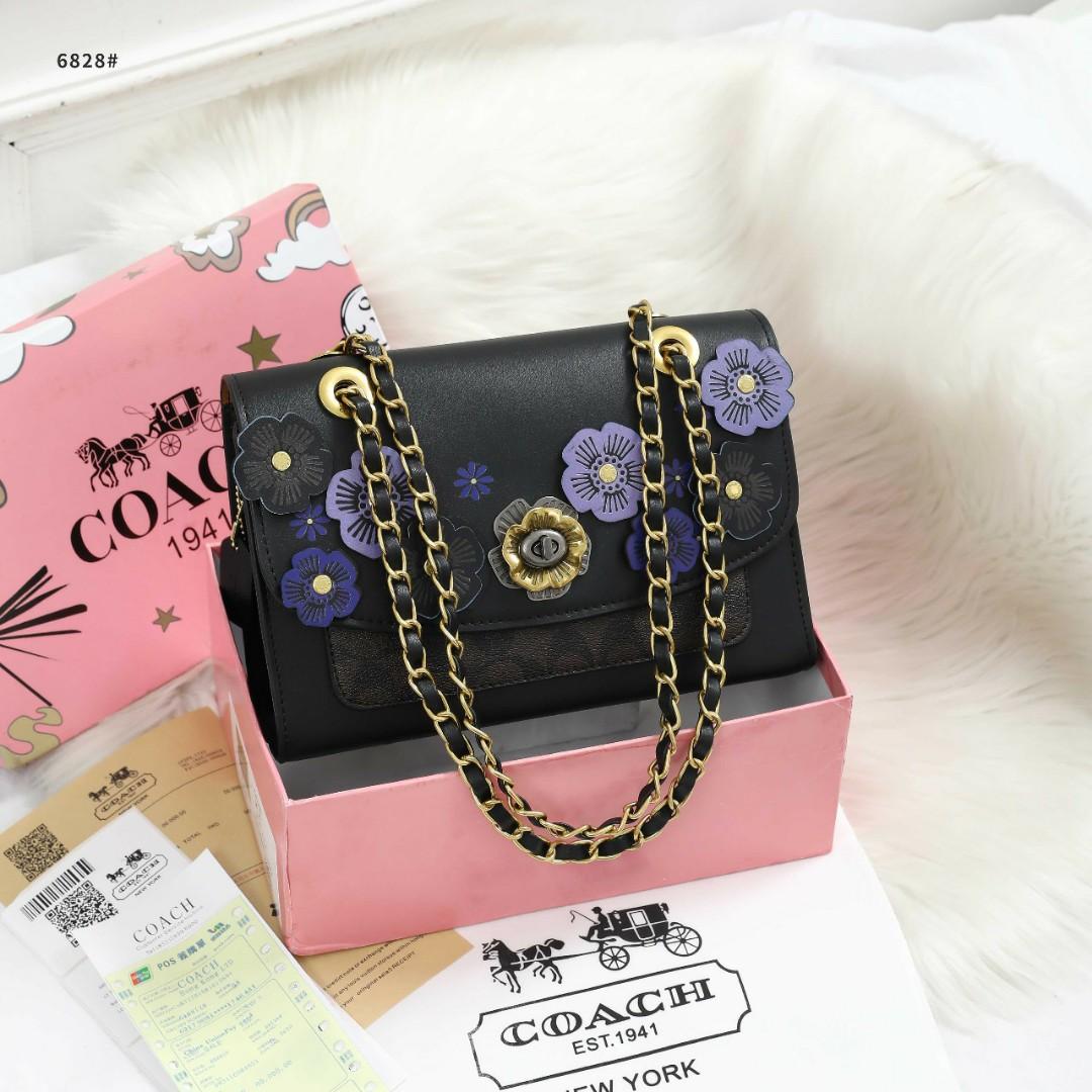 Coach tea rose applique parker shoulder bag sale