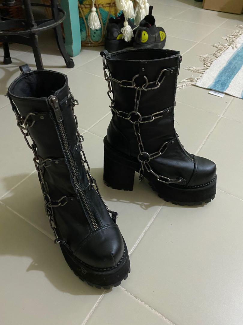 Demonia Assault 66 Chain platform boots Women s Fashion Footwear