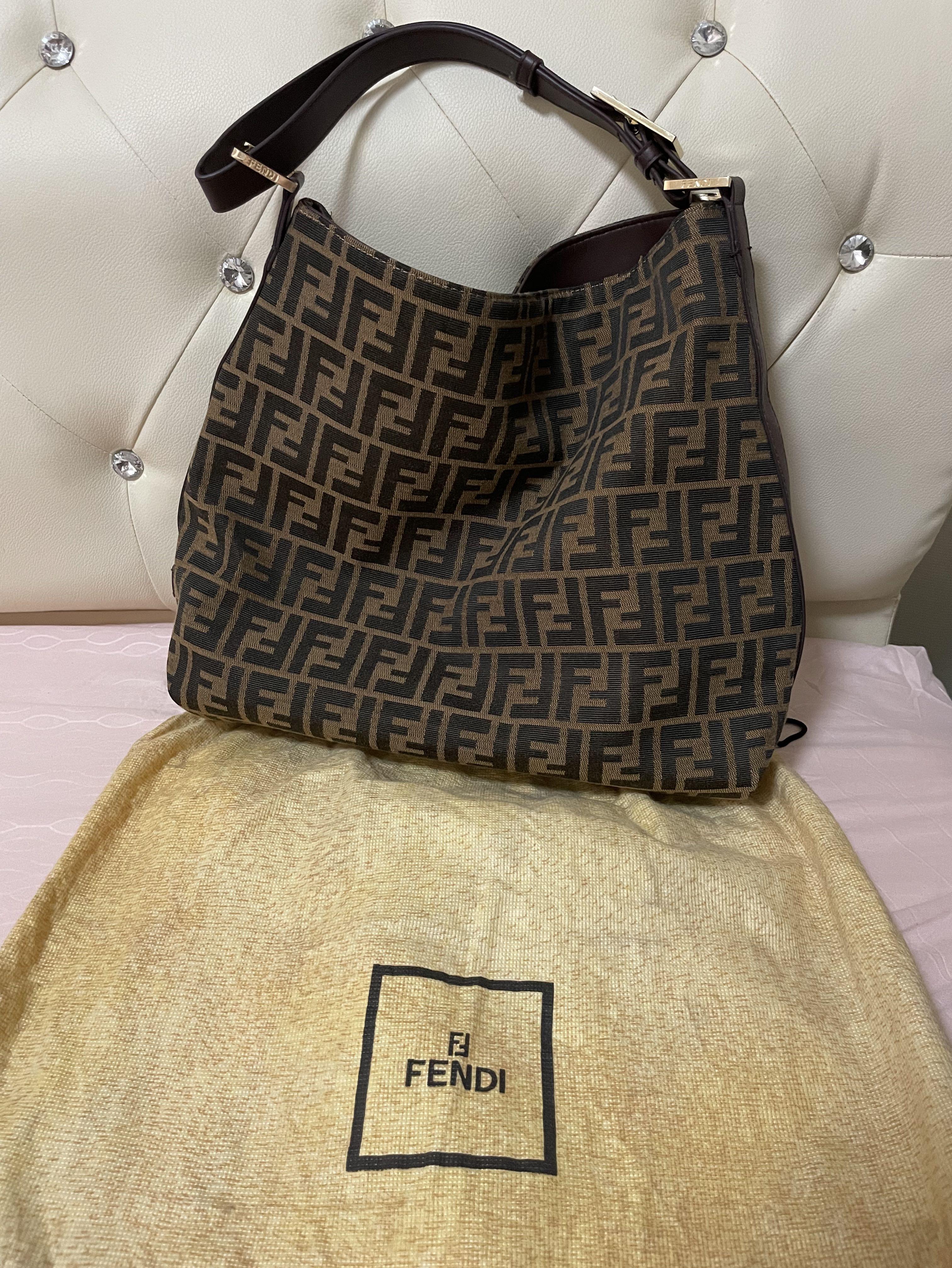 Fendi Tobacco Zucca Canvas and Leather Hobo, Luxury, Bags & Wallets on ...