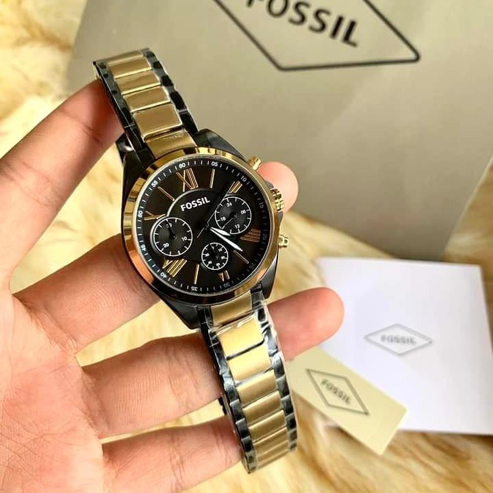 Black and gold fossil watch women's on sale