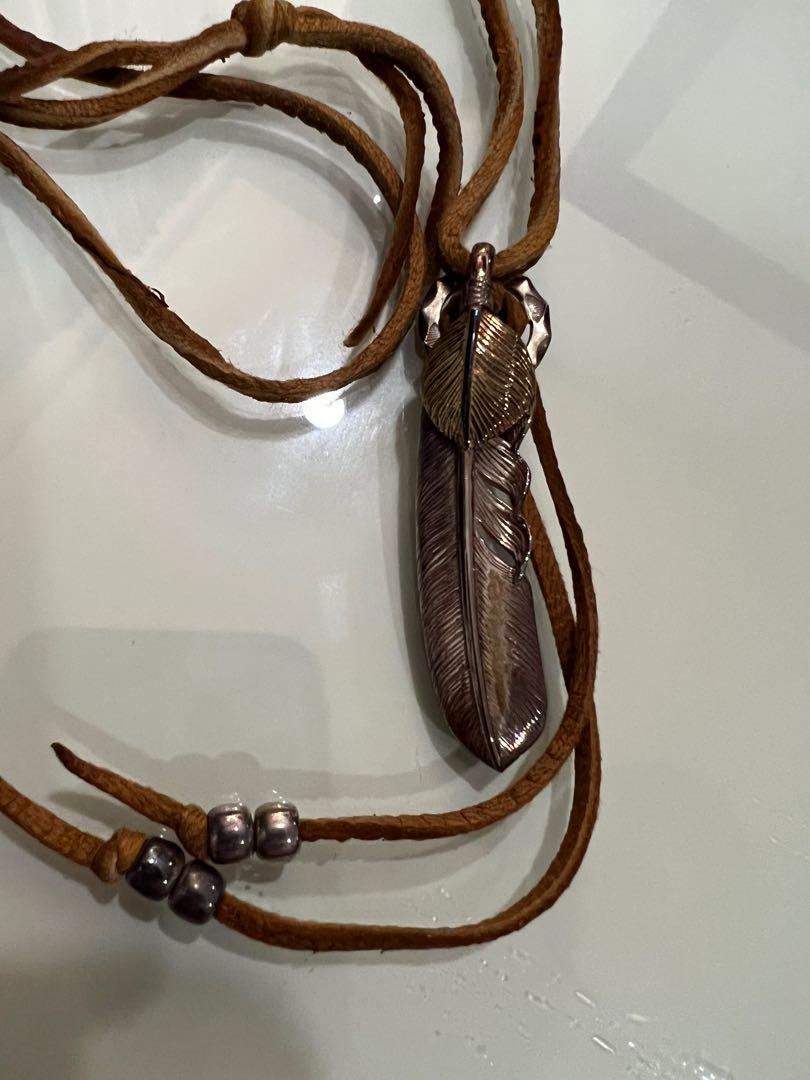 Japanese Leather Stone Feather Necklace