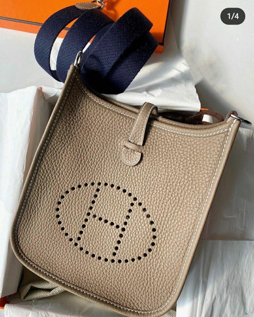 Hermes mini Evelyne Etoupe PHW, Luxury, Bags & Wallets on Carousell