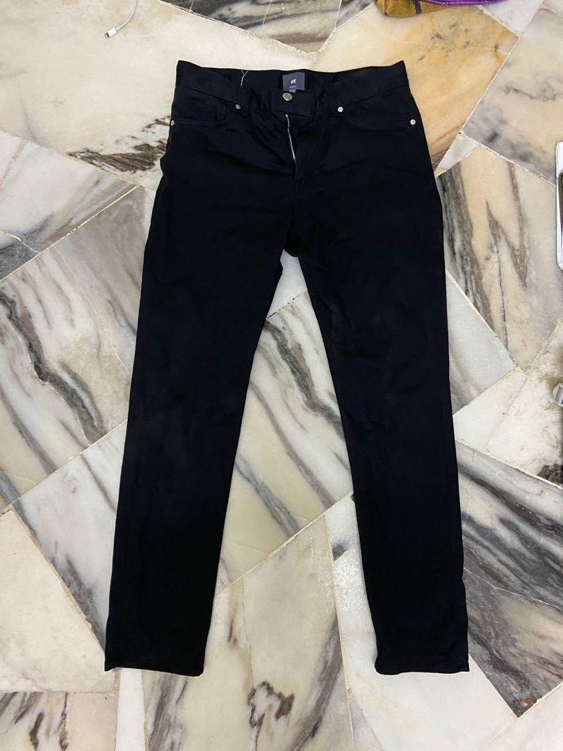 H M Men Slim Fit Black Pants Men s Fashion Bottoms Trousers on