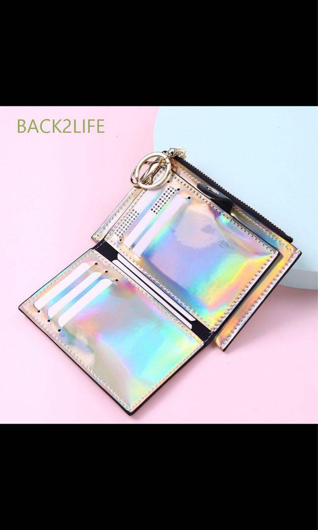 Holographic card holder with zip, Women's Fashion, Bags & Wallets
