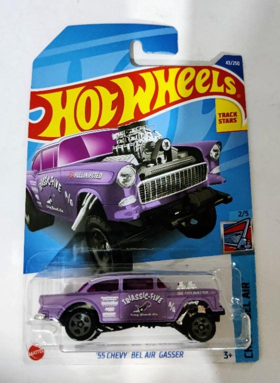 HOT WHEELS 55 CHEVY GASSER HALLOWEEN PURPLE WITH COLORS WATER SLIDE DECALS