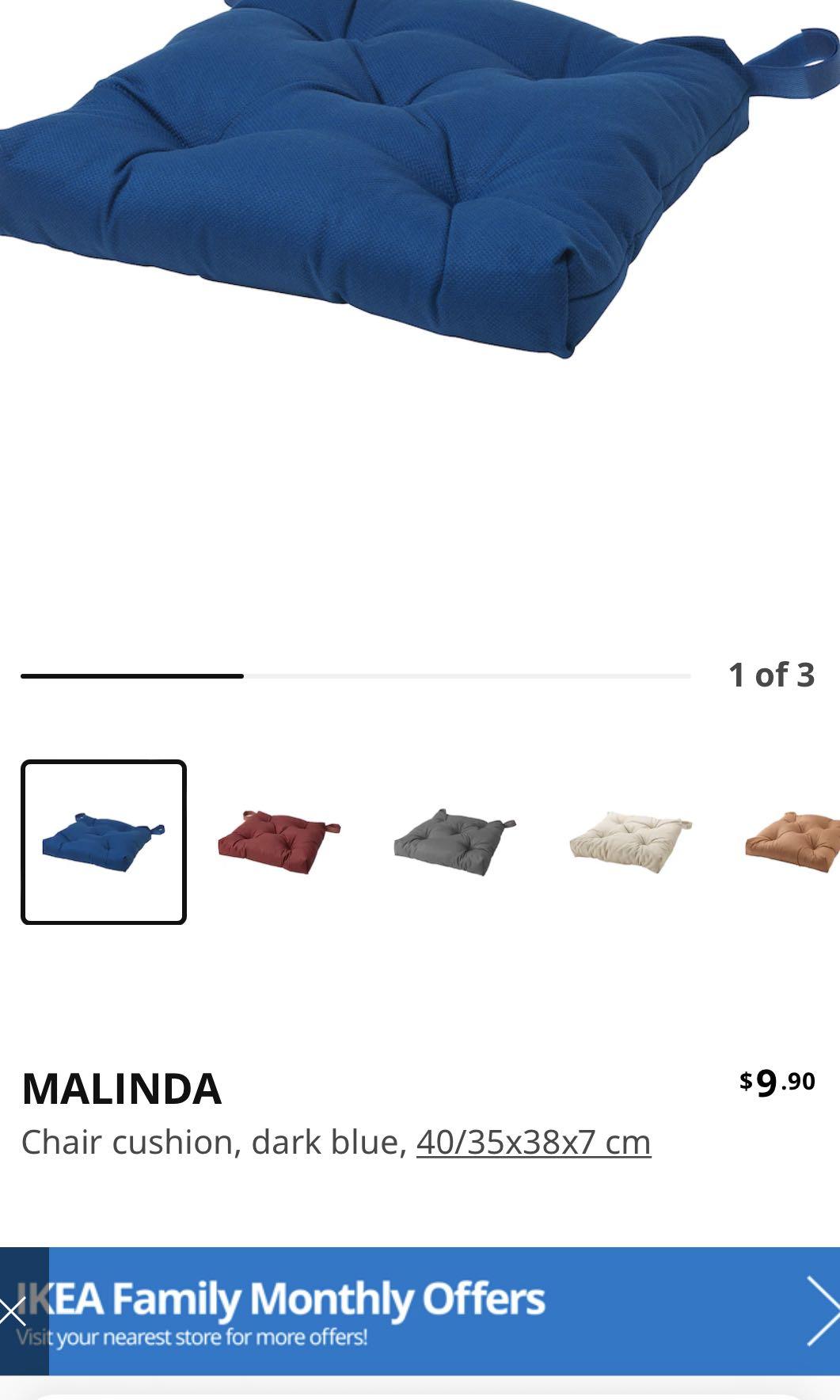 3 Ikea seat Cushion, Furniture & Home Living, Home Decor, Cushions & Throws on Carousell