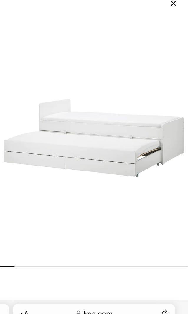 IKEA Slakt Single bed + Single pullout bed + 2 drawers, Furniture & Home Living, Furniture, Bed