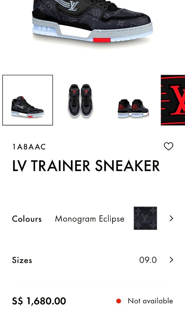 Louis Vuitton LV Trainer Sneaker Graphite. Size 09.0