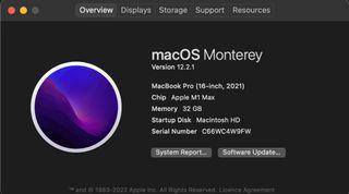 Macbook Pro 16 in. M1 MAX 32gb 1TB