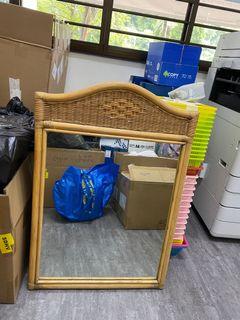 Mirror Vanity Bedroom Rattan Makeup Clothes Bathroom Display