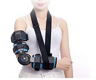 New Imported Focket Hinged Elbow Brace,Stainless Steel Adjustable Arm Orthosis Injury Recovery Support,Fixation Sling Orthosis Protector Recovery Support for RIGHT Arm (Blue),Breathable & Comfortable