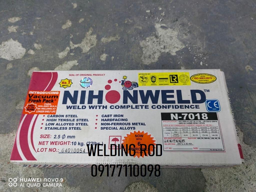 Nihonweld Welding Rod (N-7018) (Category: Construction & Building Materials) located in Manila. Submitted by joeyroque09 (Listing ID 1153261338, Image 1). Description: TAKEZO INDUSTRIAL SUPPLY Location: Mayhaligue St. Abad Santos, Manila Waze: Takezo Industrial Supply (Tondo, Manila) Land mark: Uno High School 126 Medicion 2B, Imus, Cavite Waze: Takezo Industrial Supply (Imus, Cavite) Land mark: Sea Oil.