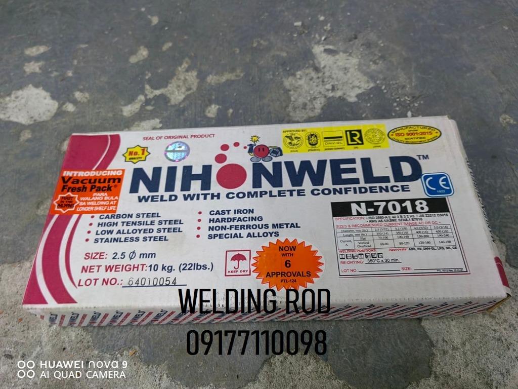 Nihonweld Welding Rod (N-7018) (Category: Construction & Building Materials) located in Manila. Submitted by joeyroque09 (Listing ID 1153261338, Image 2). Description: TAKEZO INDUSTRIAL SUPPLY Location: Mayhaligue St. Abad Santos, Manila Waze: Takezo Industrial Supply (Tondo, Manila) Land mark: Uno High School 126 Medicion 2B, Imus, Cavite Waze: Takezo Industrial Supply (Imus, Cavite) Land mark: Sea Oil.