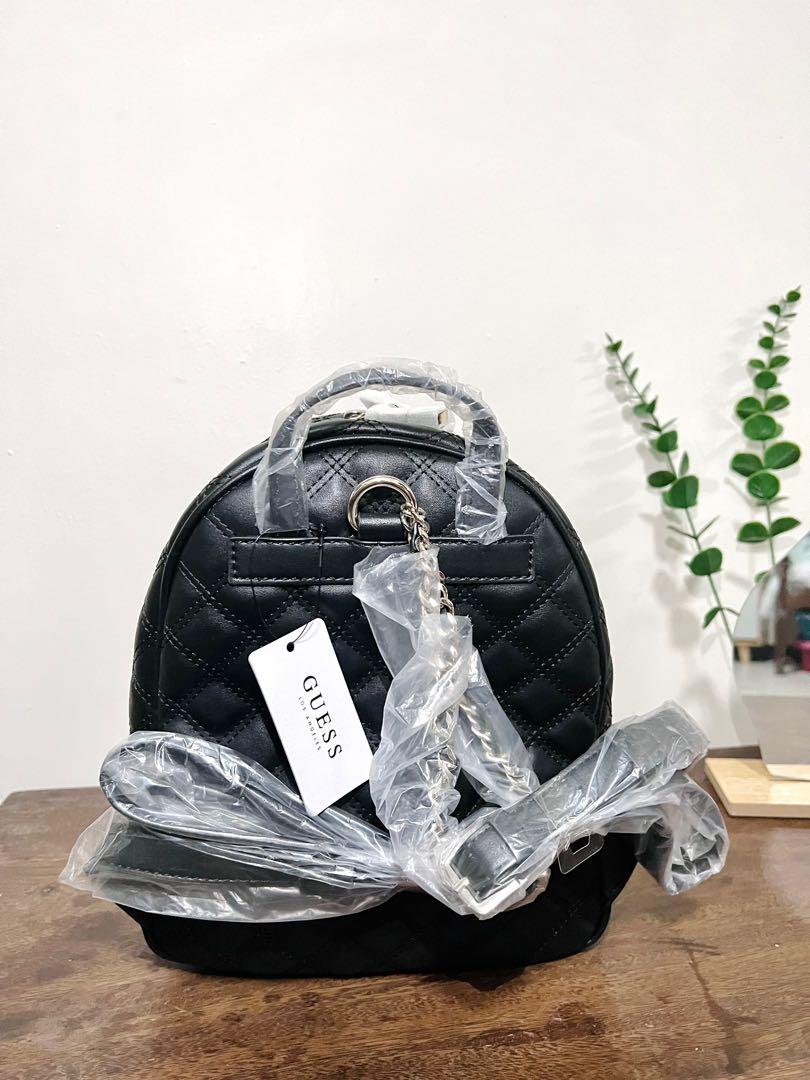 ORIGINAL Guess Cessily Quilted Backpack in Black, Women's Fashion, Bags