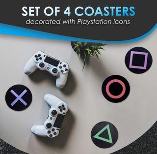 Paladone PlayStation Metal Drink Coasters - Set of Four - Game Room Decor